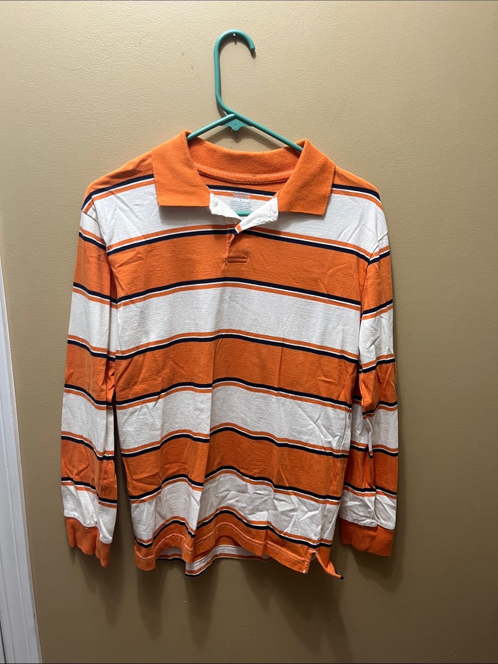 Cherokee Orange, White & Navy Striped Polo